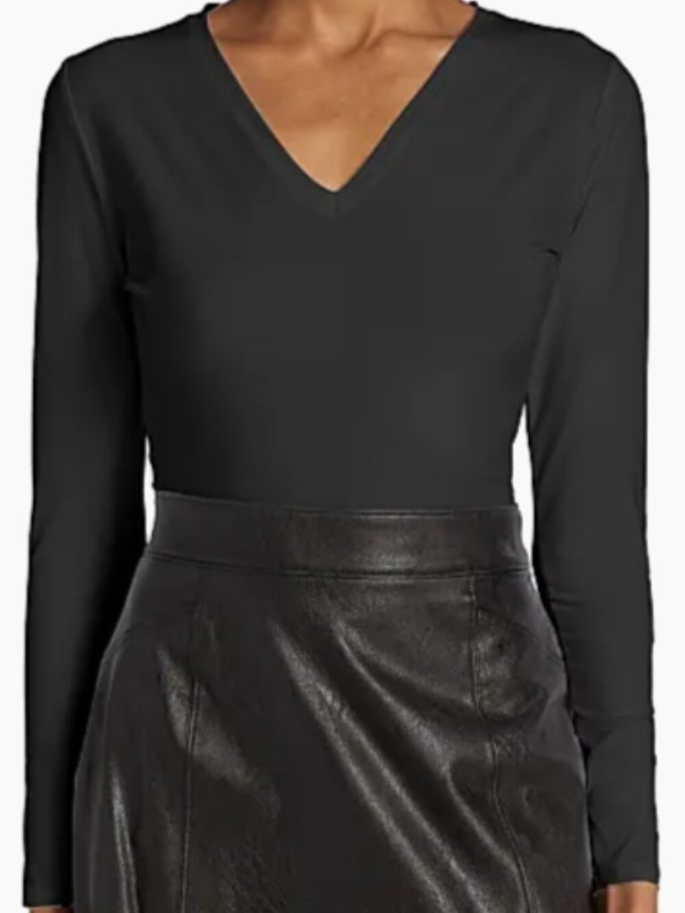 SPANX NEW WITH TAGS Long sleeve v neck bodysuit in Classic Black Size 2X